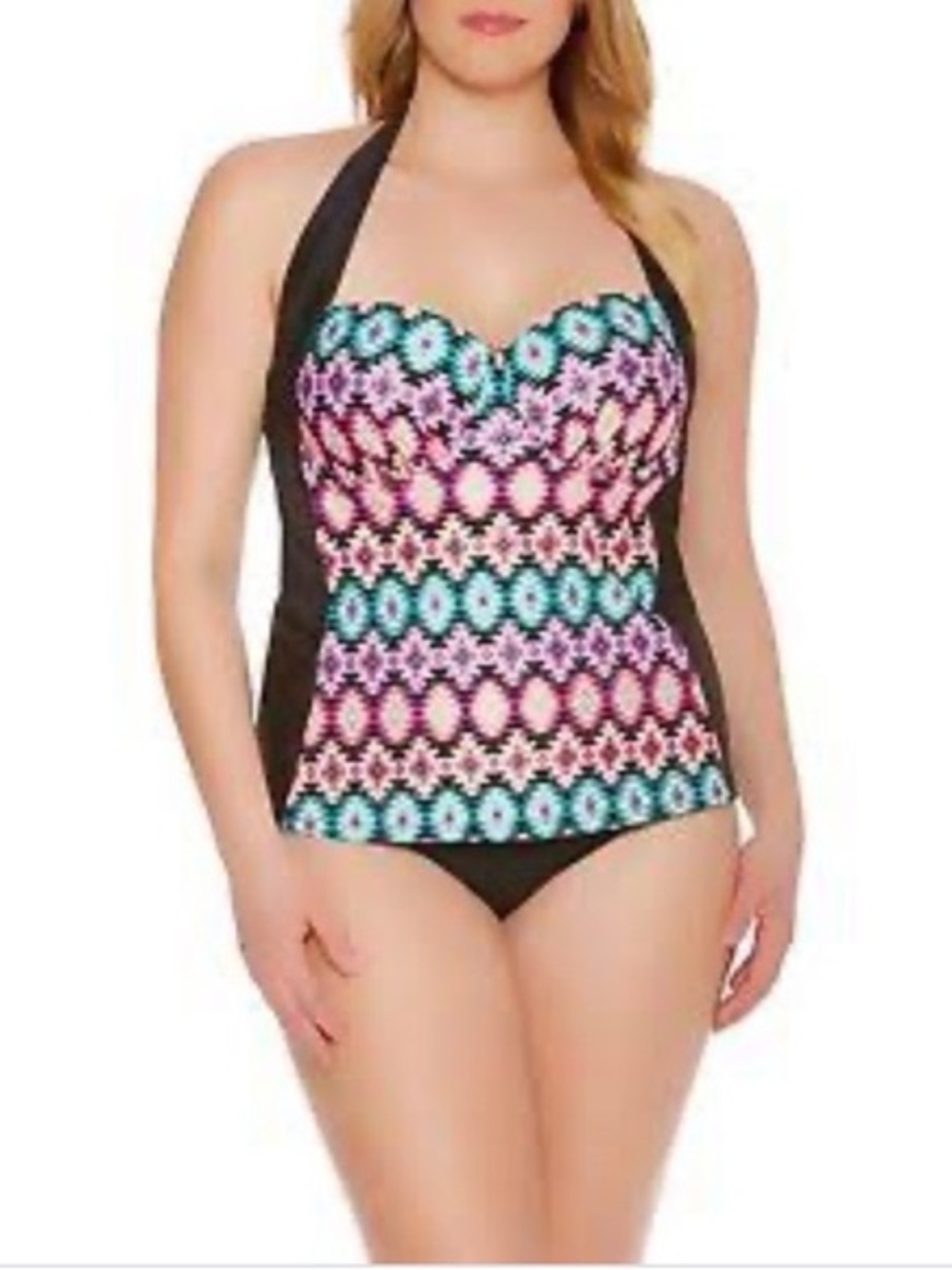 Catalina Tribal Print Halter Bikini Tankini Top